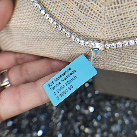 Elegant Sterling Moissanite Diamond $3690.99 MSRP 20 inch Tennis Necklace - Picture 7 of 7